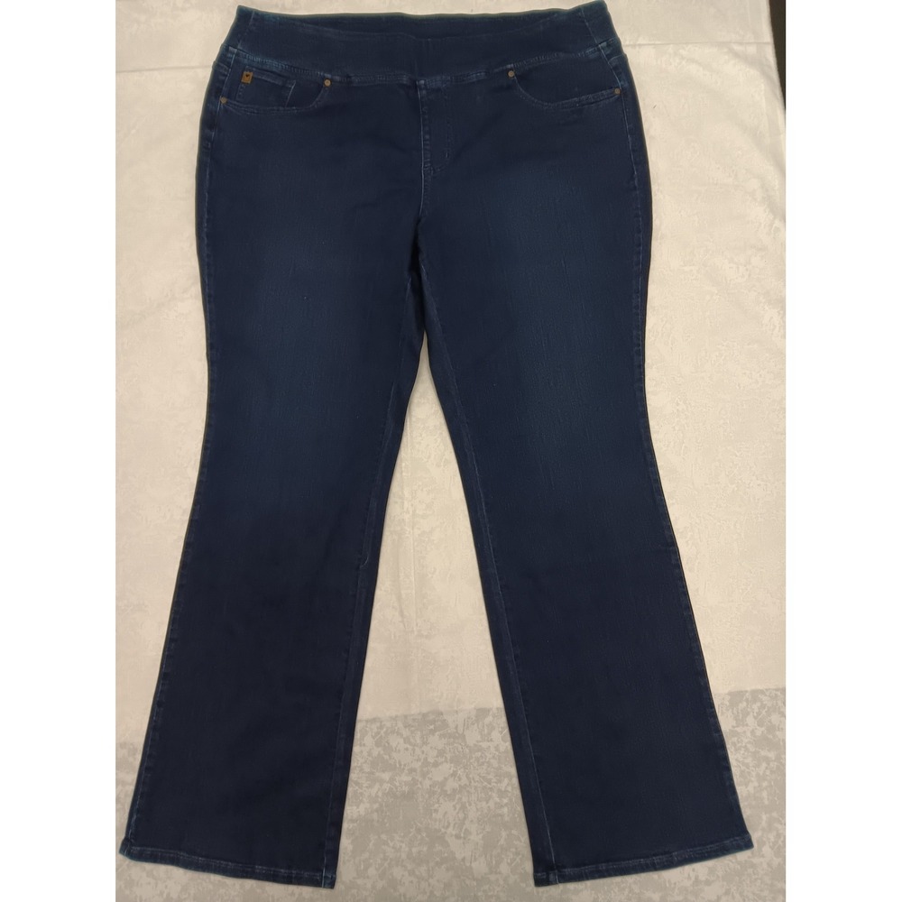 Belle by Kim Gravel TripleLuxe Pull On Straight Leg Jeans Dark Wash 26WT Tall